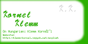 kornel klemm business card